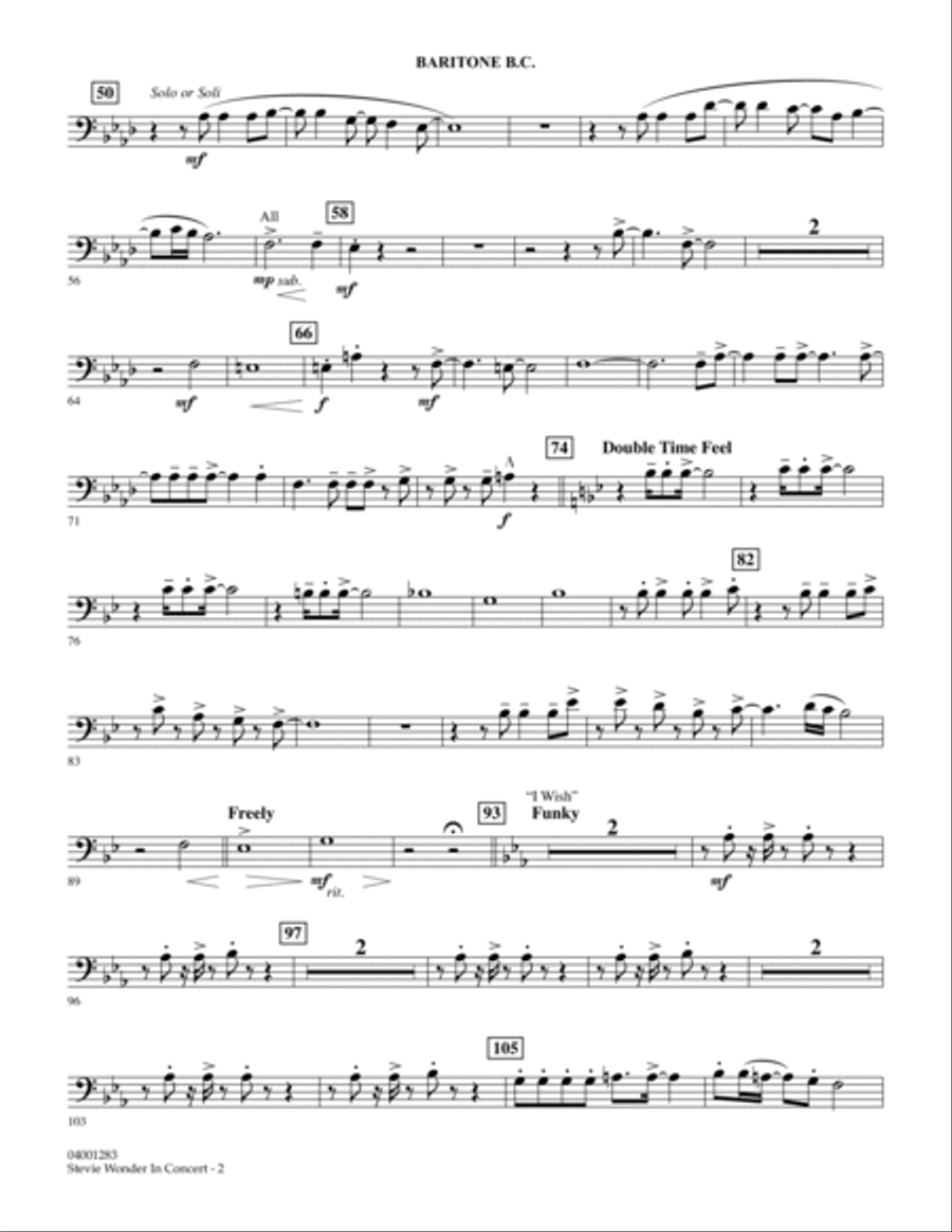 Stevie Wonder In Concert - Baritone B.C. Concert Band scores gallery preview page 2