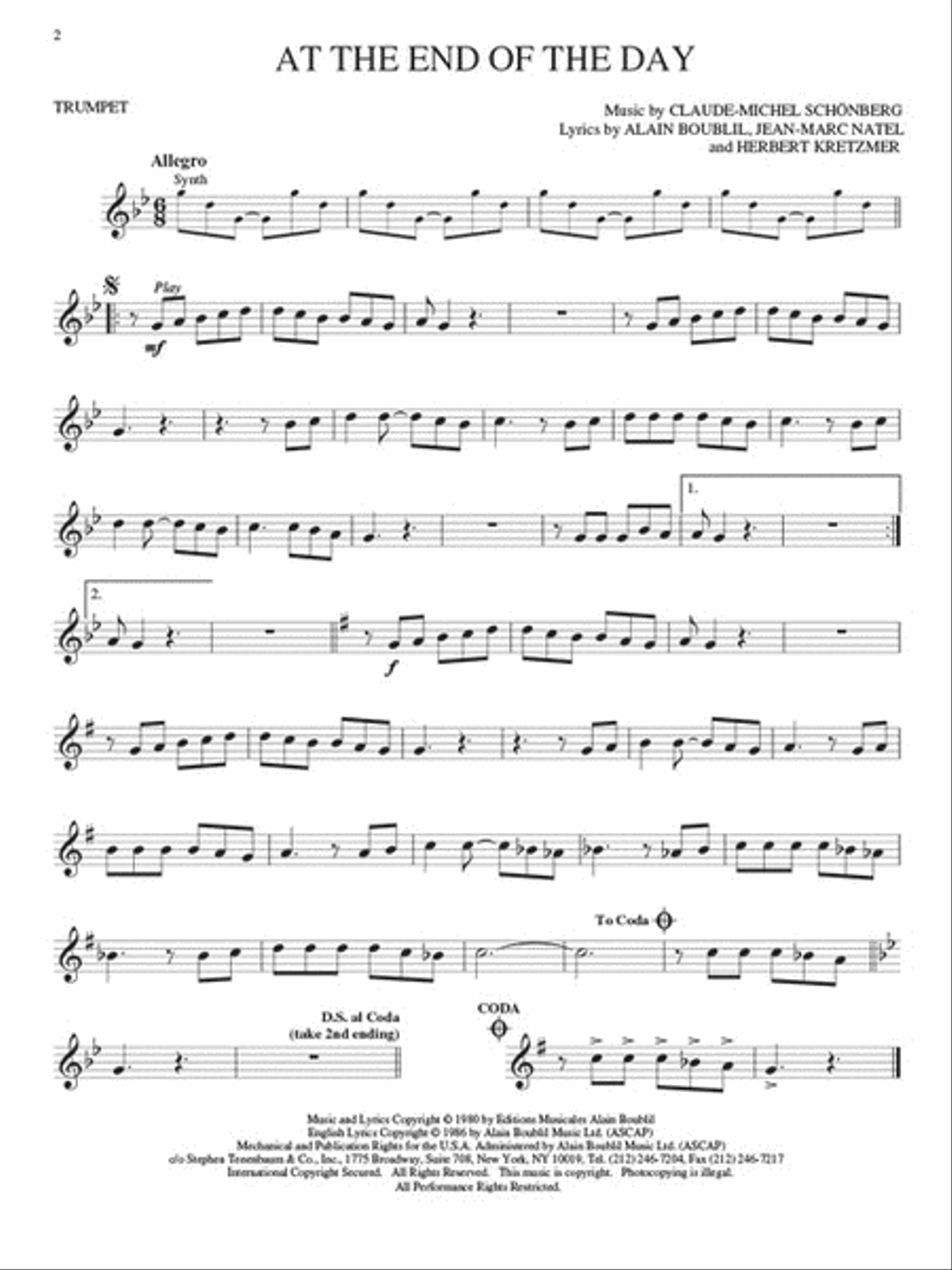 Les Misérables Trumpet Solo scores gallery preview page 3