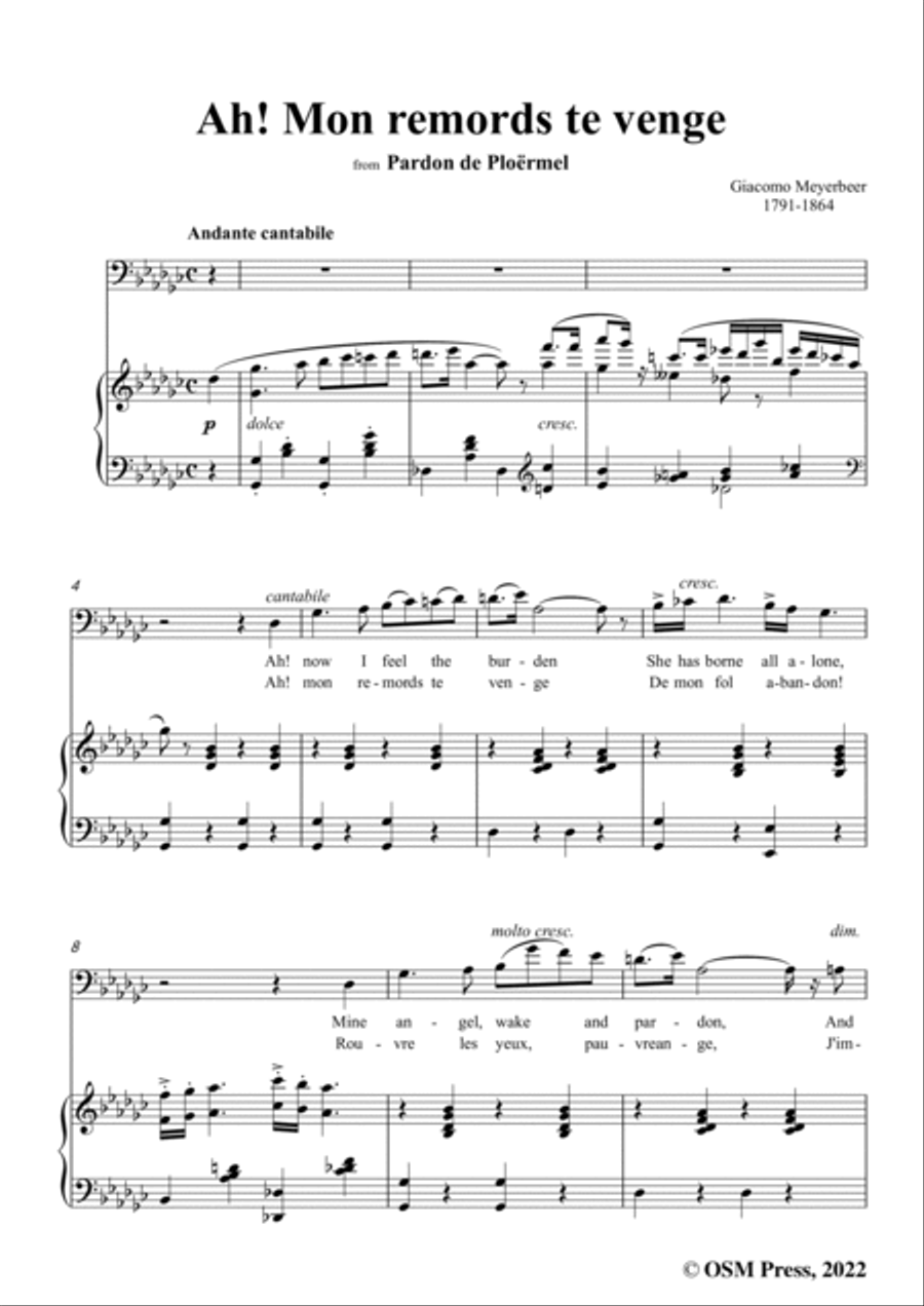 Meyerbeer-Ah!Mon remords te venge,from Pardon de Ploermel Voice scores gallery preview page 3