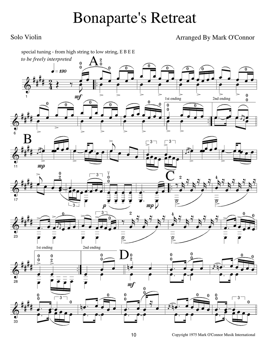 Midnight On The Water / Bonaparte’s Retreat (unaccompanied violin)