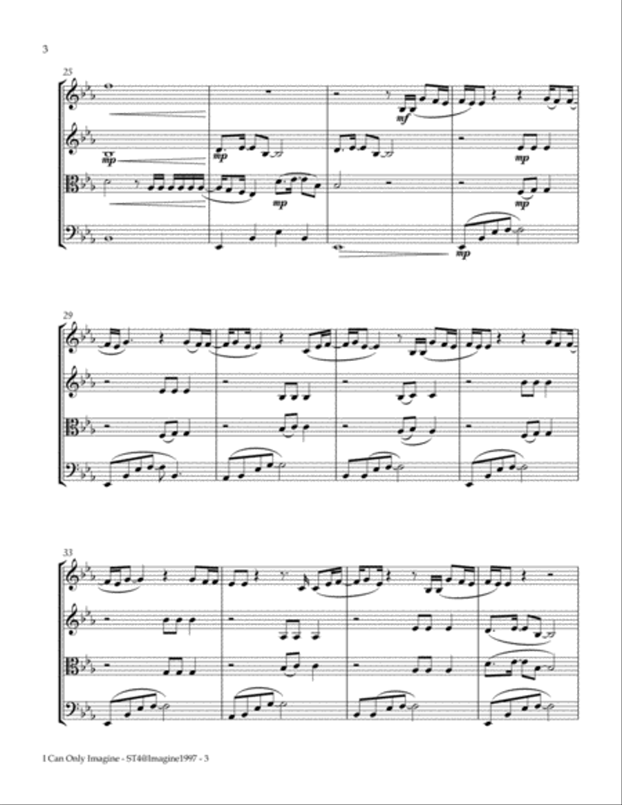 I Can Only Imagine String Quartet scores gallery preview page 4