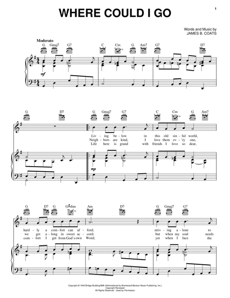 Where Could I Go by Elvis Presley Piano, Vocal, Guitar - Digital Sheet Music
