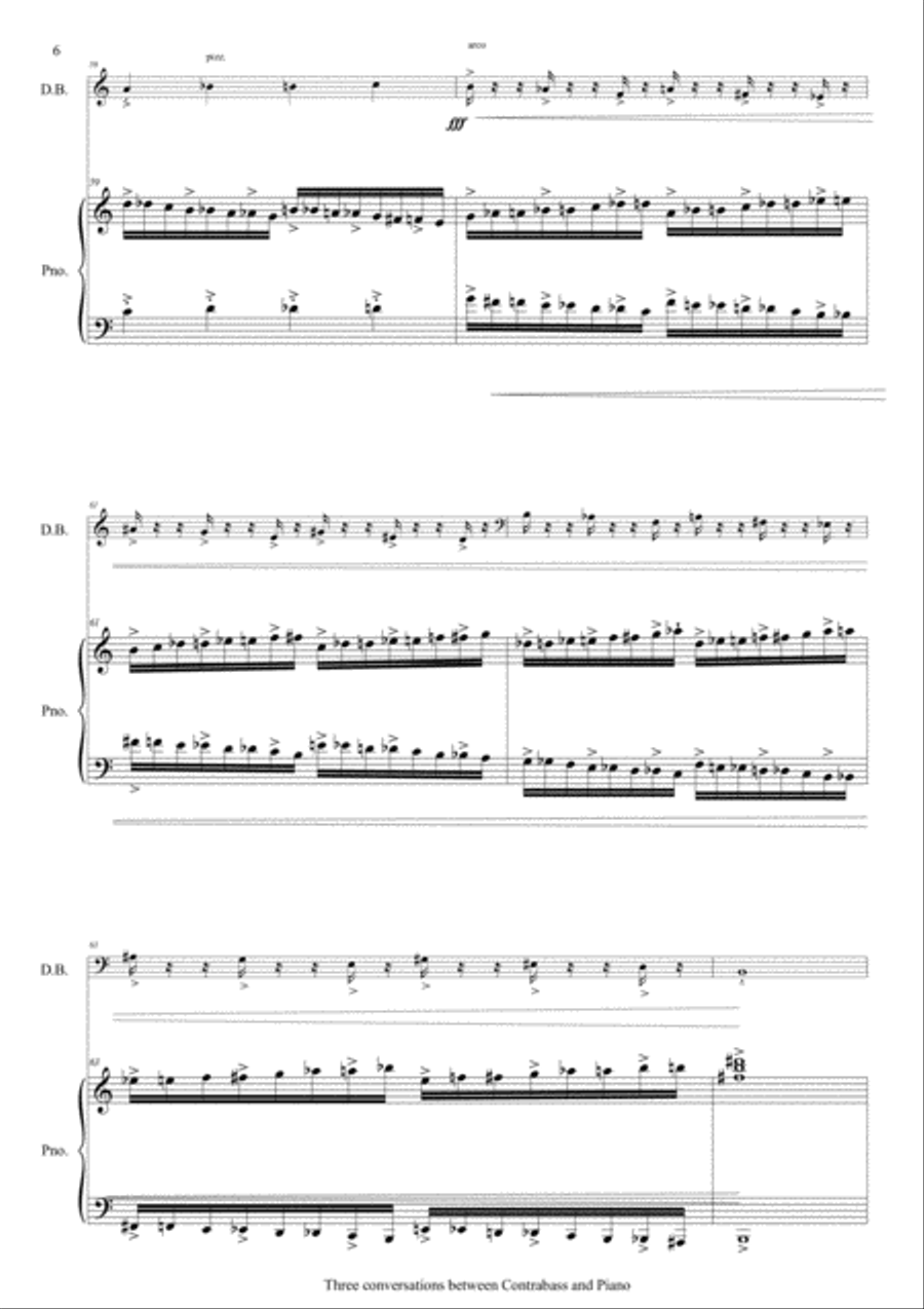 3 Conversations between Contrabass and Piano Double Bass scores gallery preview page 6