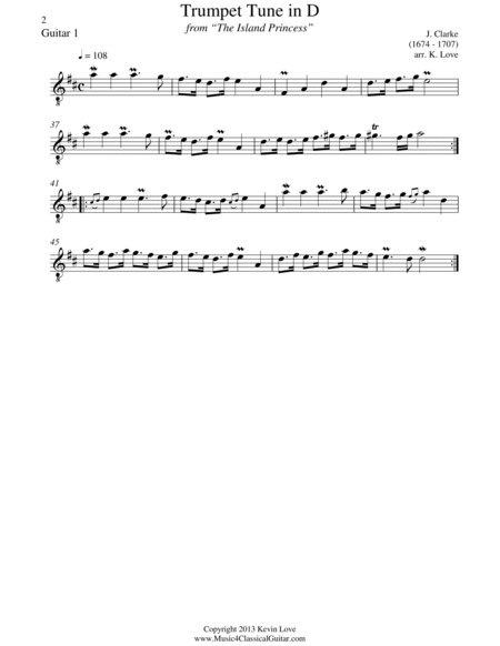 Trumpet Voluntary and Trumpet Tune (Guitar Quartet) - Score and Parts image number null