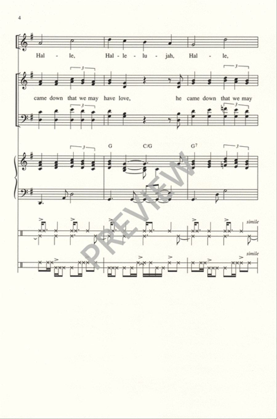 He Came Down 4-Part scores gallery preview page 5
