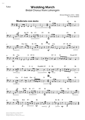 Wedding March (Bridal Chorus) - Tuba Solo - W/Chords
