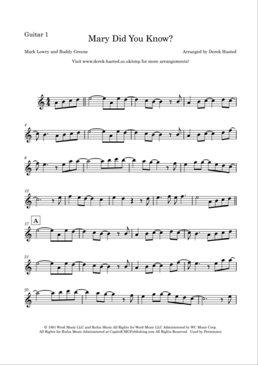 Mary, Did You Know? Guitar Ensemble scores gallery preview page 4