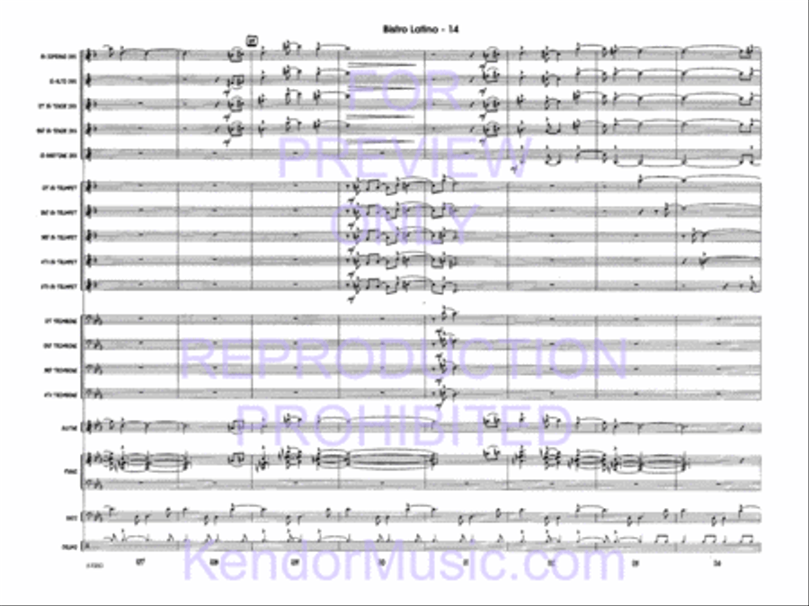 Bistro Latino (Full Score) Jazz Ensemble scores gallery preview page 16