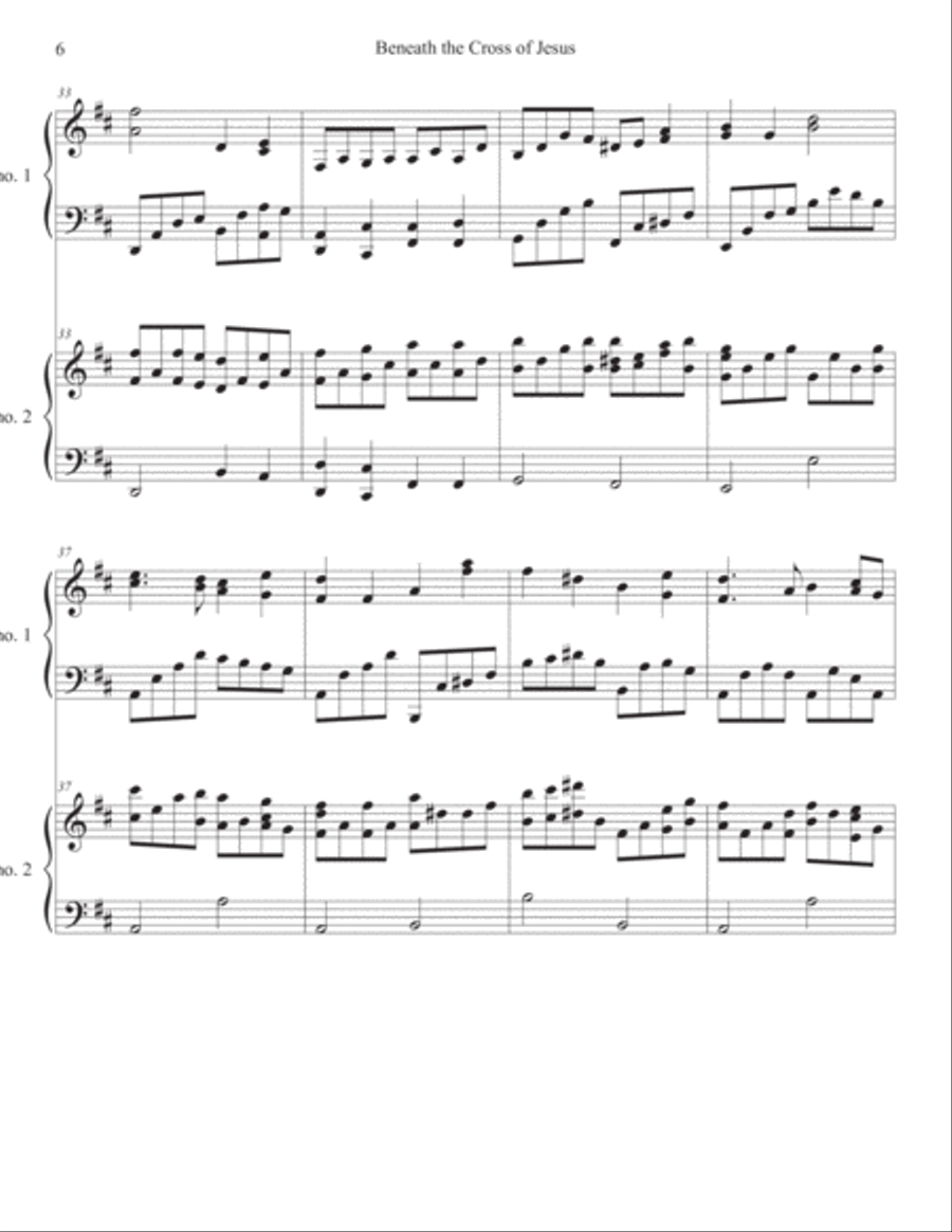 Beneath the Cross of Jesus Two Piano Duet 2 Pianos, 4-Hands scores gallery preview page 6