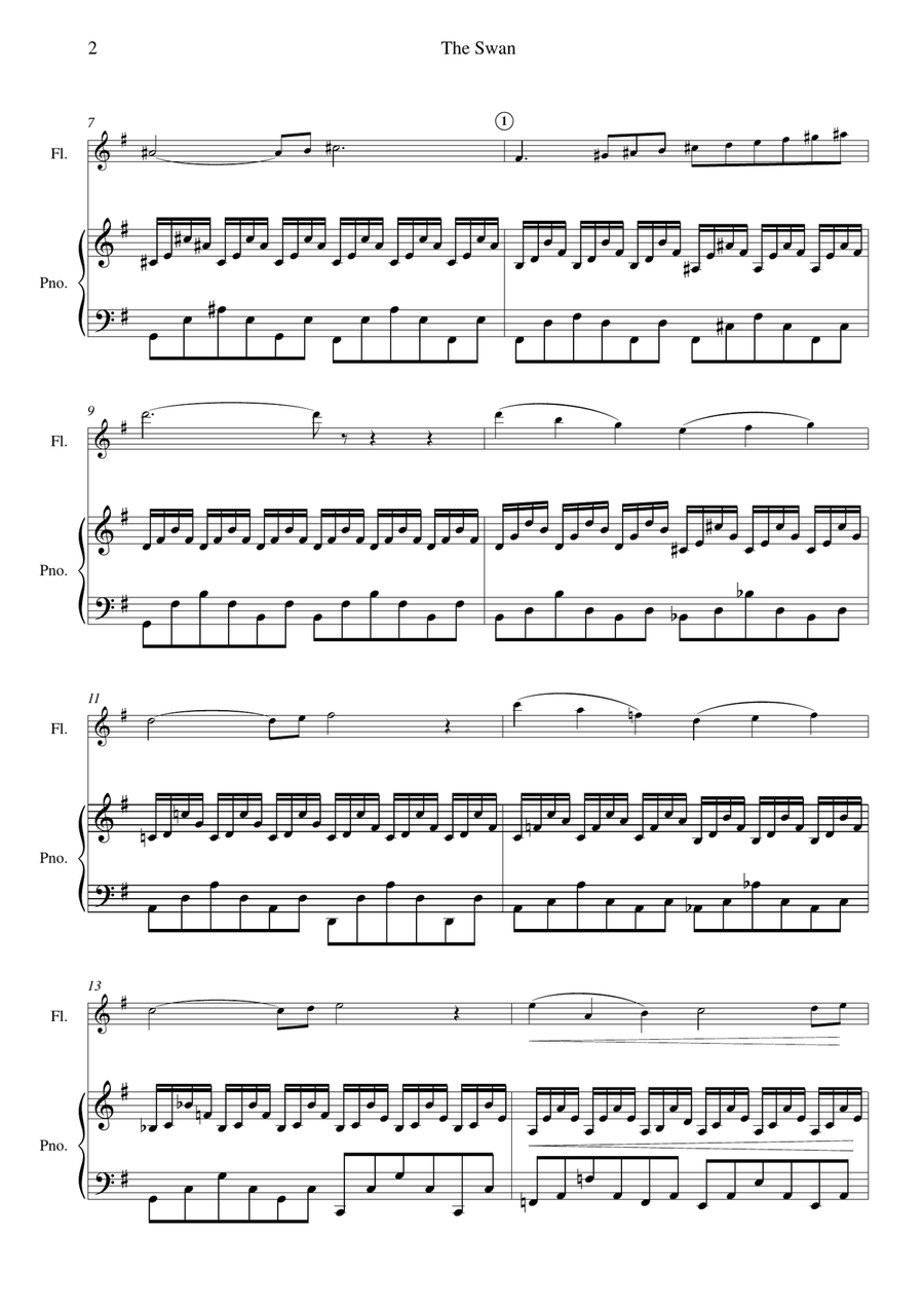 The Swan from Carnival of Animals | Le Cygne from Carnaval des Animaux Flute Solo scores gallery preview page 2
