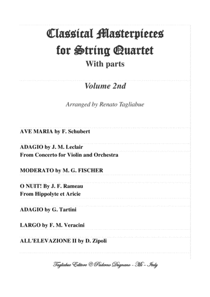 CLASSICAL MASTERPIECES for String Quartet - With parts - Volume 2nd - Look inside image number null
