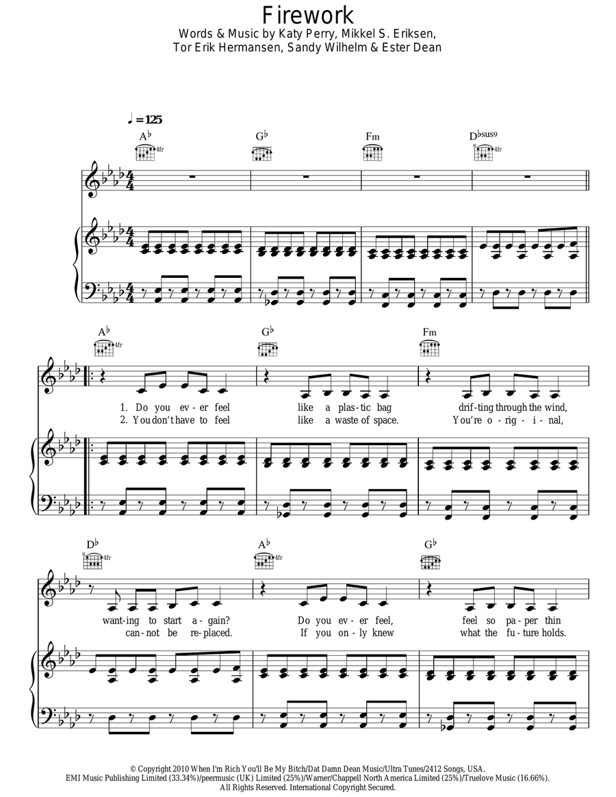 Firework Acoustic Guitar scores gallery preview page 1