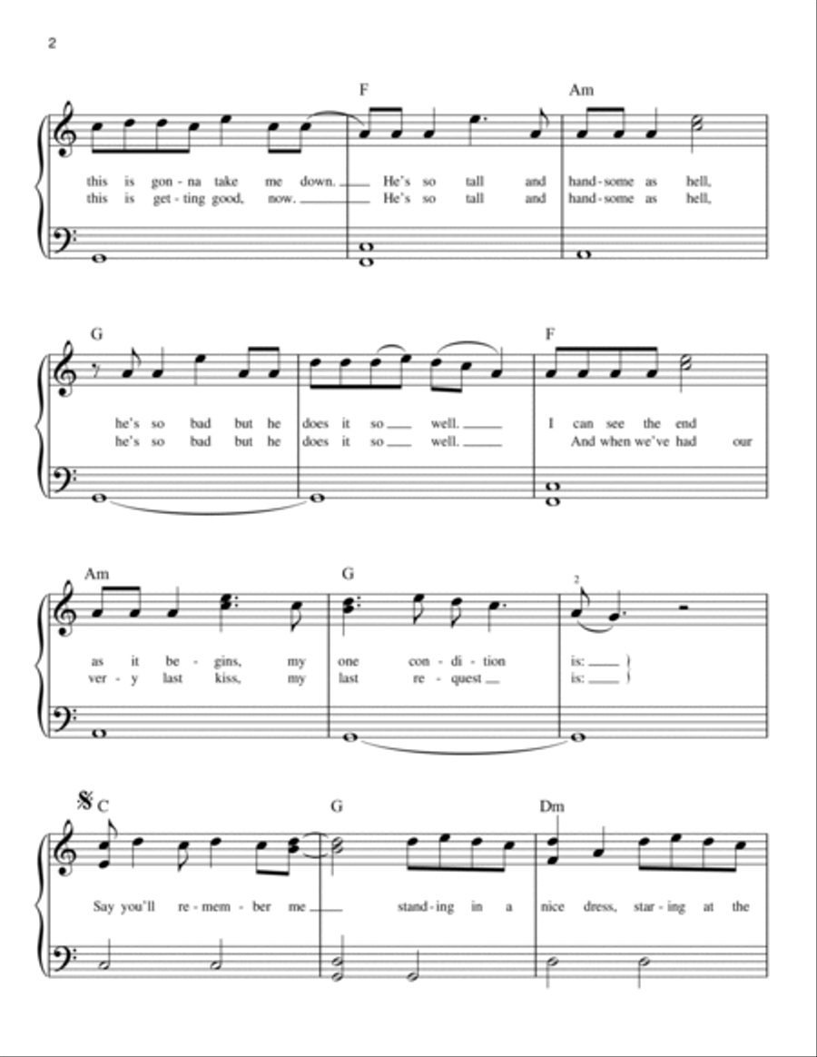 Wildest Dreams Easy Piano scores gallery preview page 2
