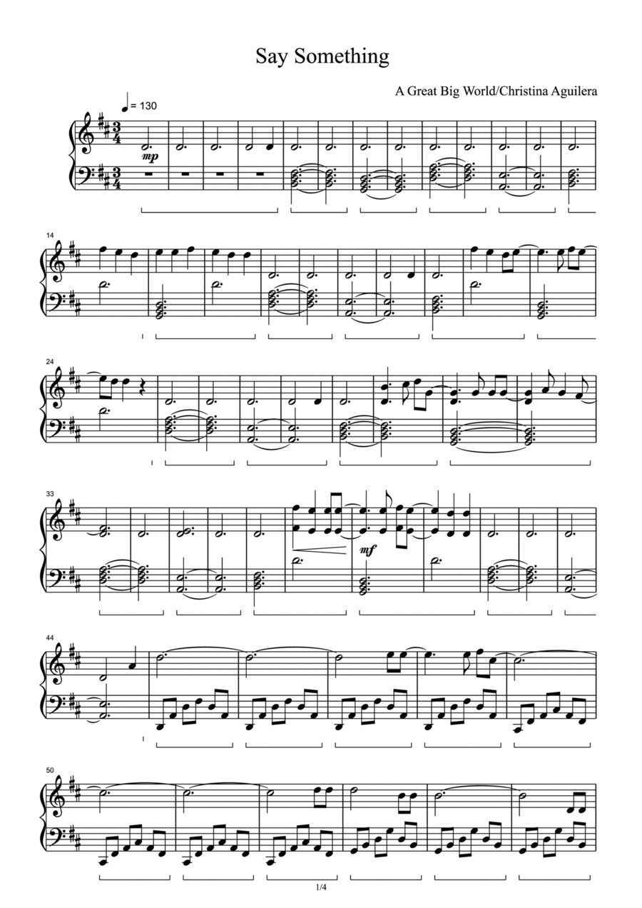 Say Something Say Something Piano Solo scores gallery preview page 1