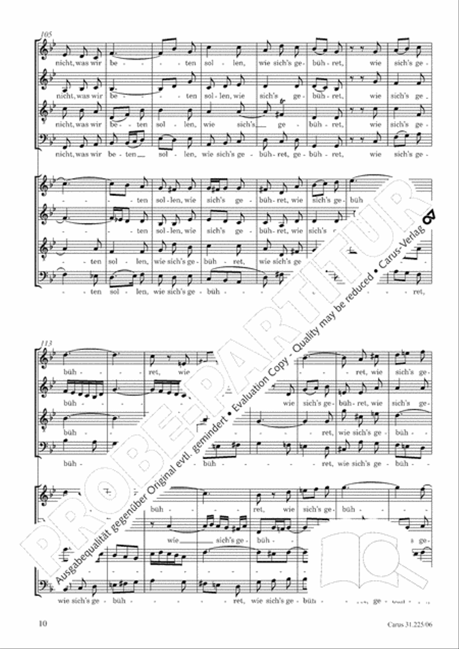 The Spirit makes our weakness strong (Der Geist hilft unser Schwachheit auf) 4-Part scores gallery preview page 11