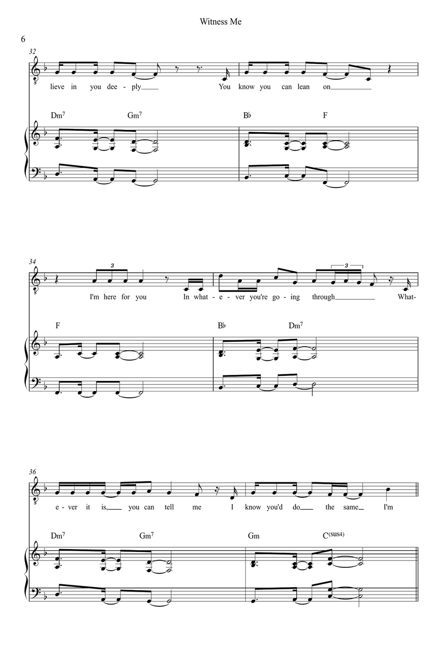 Witness Me Piano, Vocal scores gallery preview page 6