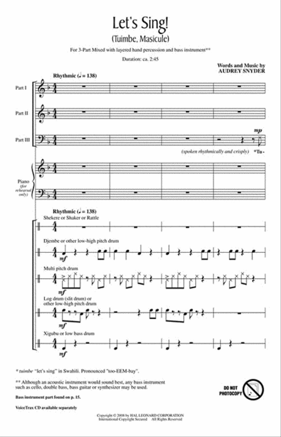 Let's Sing (Tuimbe, Masicule) Choir scores gallery preview page 2