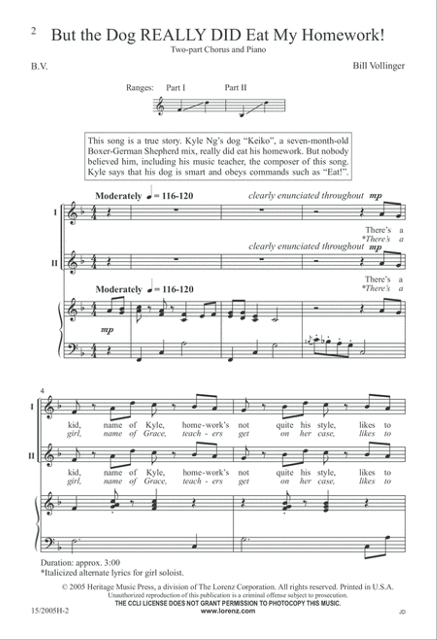 But the Dog REALLY DID Eat My Homework! 2-Part scores gallery preview page 3
