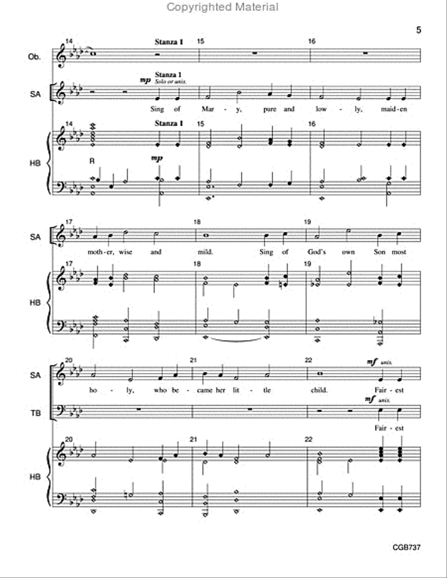 Sing of Mary, Pure and Lowly Full Score Handbell Choir scores gallery preview page 5