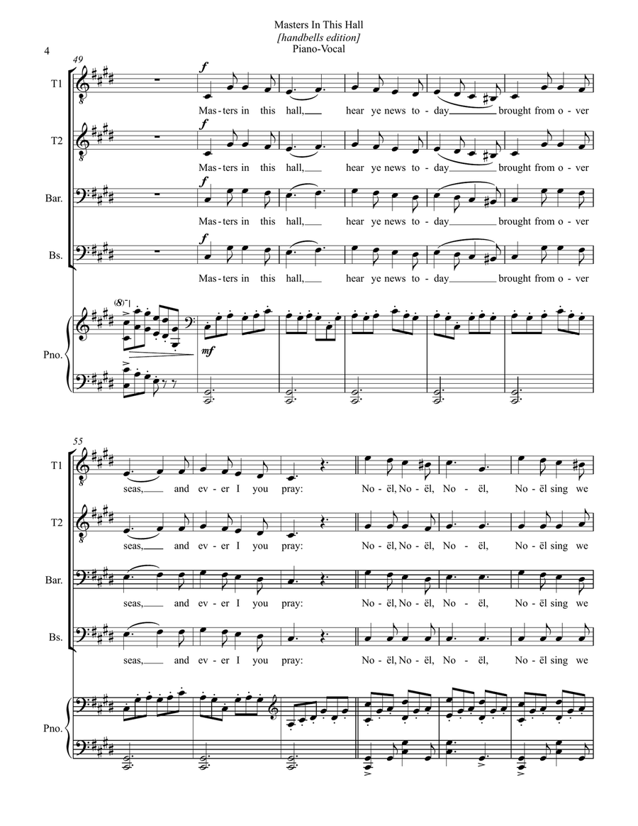 Masters In This Hall [+handbells edition] TTBB scores gallery preview page 4