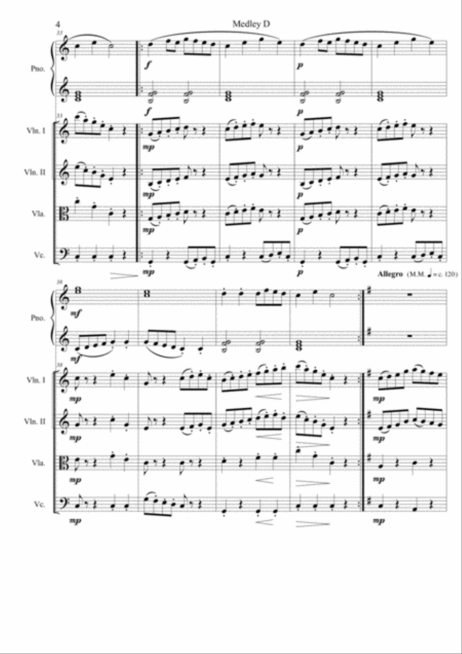 Eugeni Sokhatskyy.Medley D.Conjunt de 3 peses infantil per a piano amb acompanyament d'orquestra de Chamber Orchestra scores gallery preview page 4