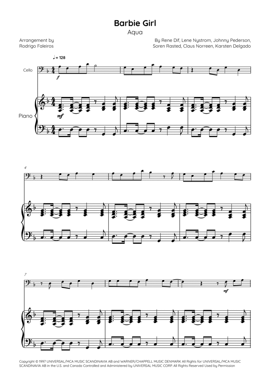 Barbie Girl Piano scores gallery preview page 1