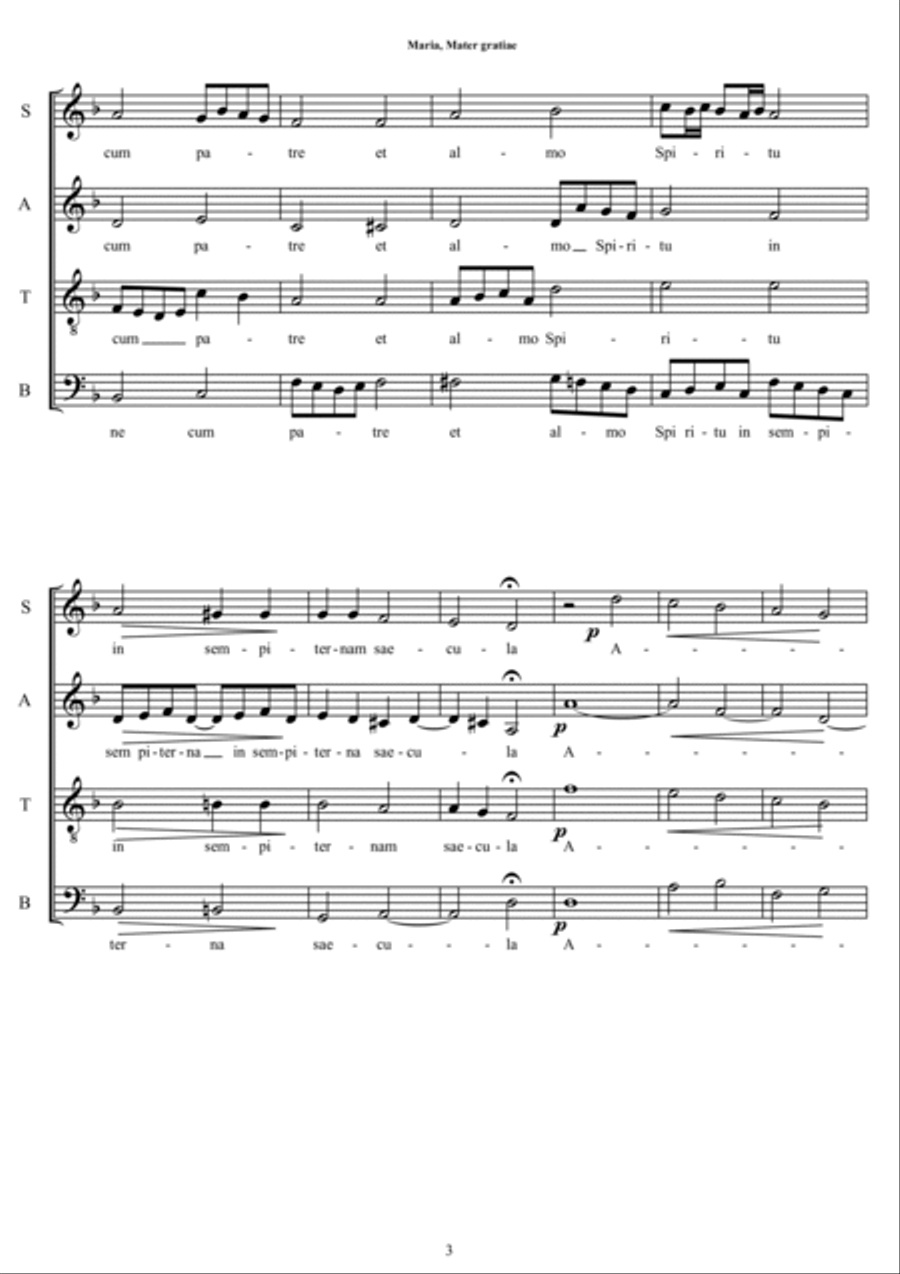 Maria, Mater gratiae - Sacred Chant for Choir SATB a cappella 4-Part scores gallery preview page 3