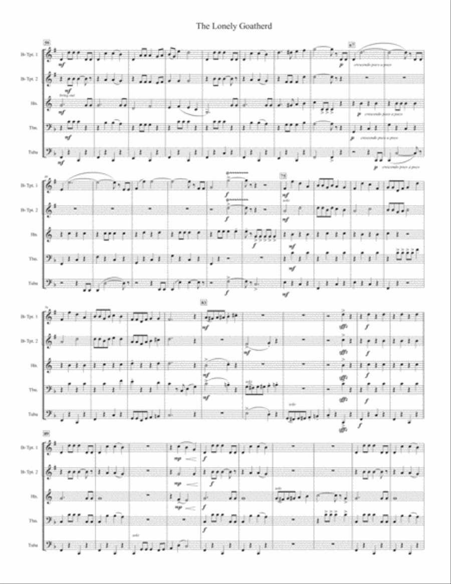 The Lonely Goatherd from the Sound of Music Brass Quintet scores gallery preview page 4