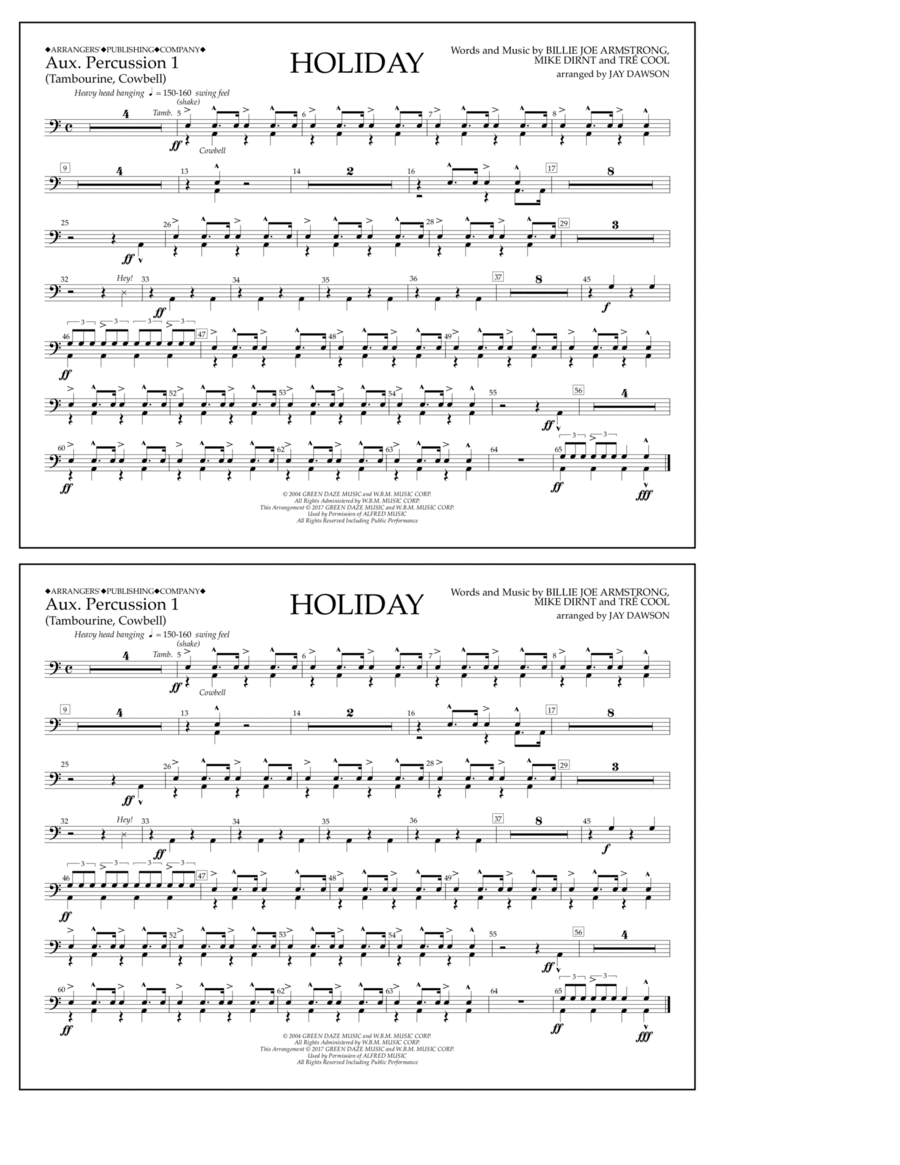 Holiday - Aux. Percussion 1 Percussion scores gallery preview page 1