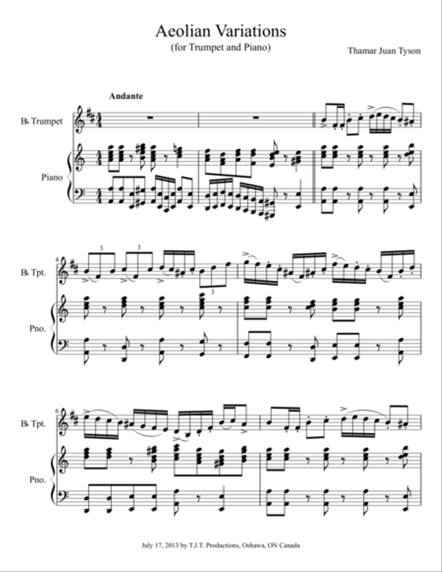 Aeolian Variations Aeolian Variations Trumpet Solo scores gallery preview page 1