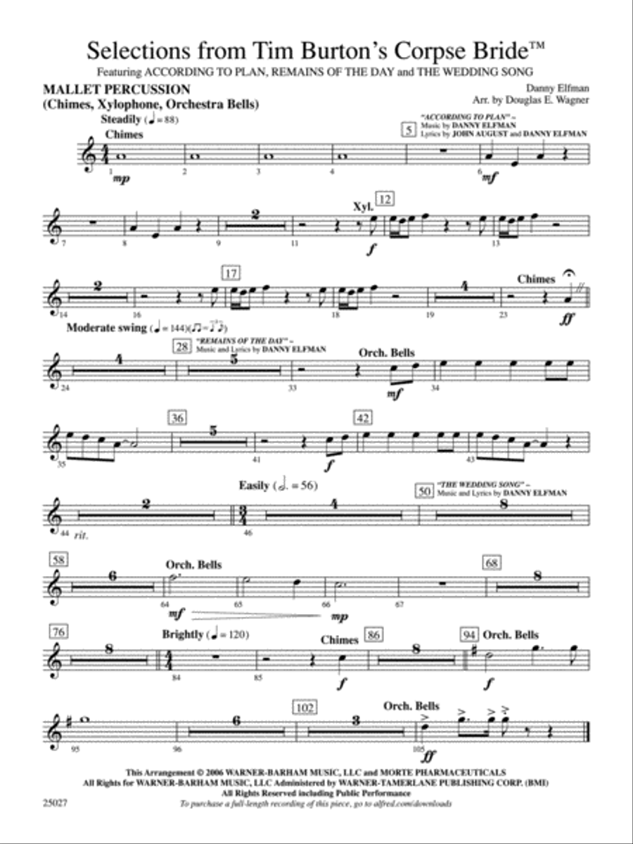 Corpse Bride, Selections from Tim Burton's: Mallets Full Orchestra scores gallery preview page 1