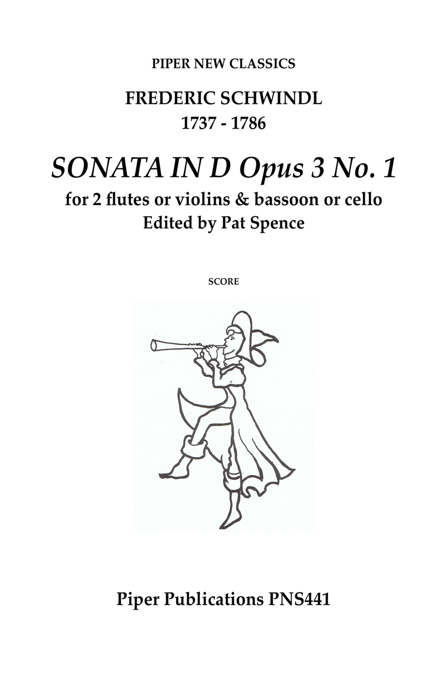 SCHWINDL: SONATA IN D OPUS 3 No. 1 for 2 flutes or violins & bassoon or cello Small Ensemble scores gallery preview page 1