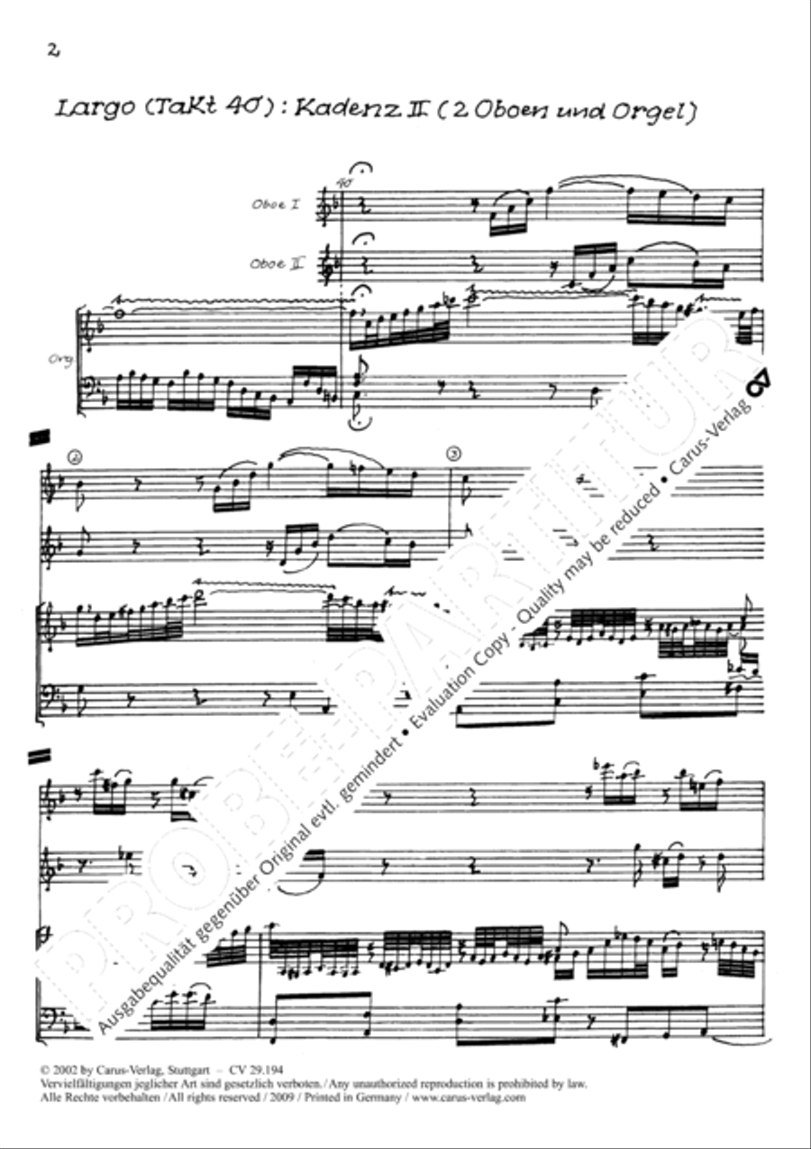 Orgelkonzert in C Oboe scores gallery preview page 3