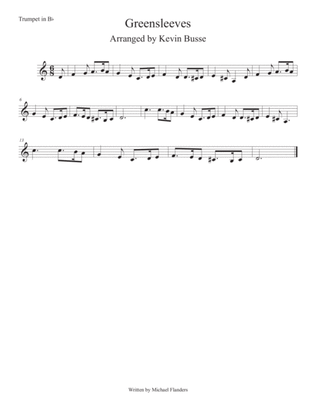 Greensleeves (Easy key of C) Trumpet