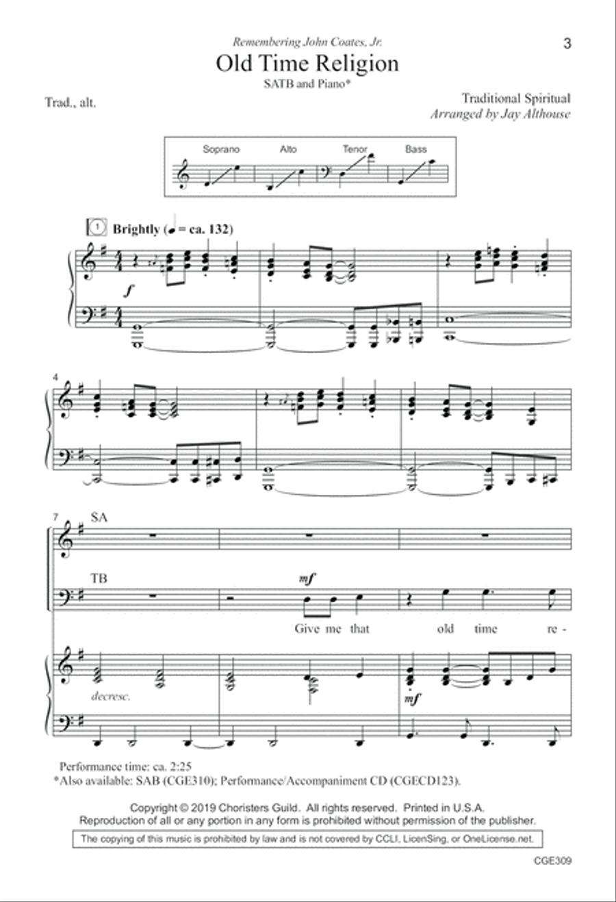 Old Time Religion - SATB 4-Part scores gallery preview page 3