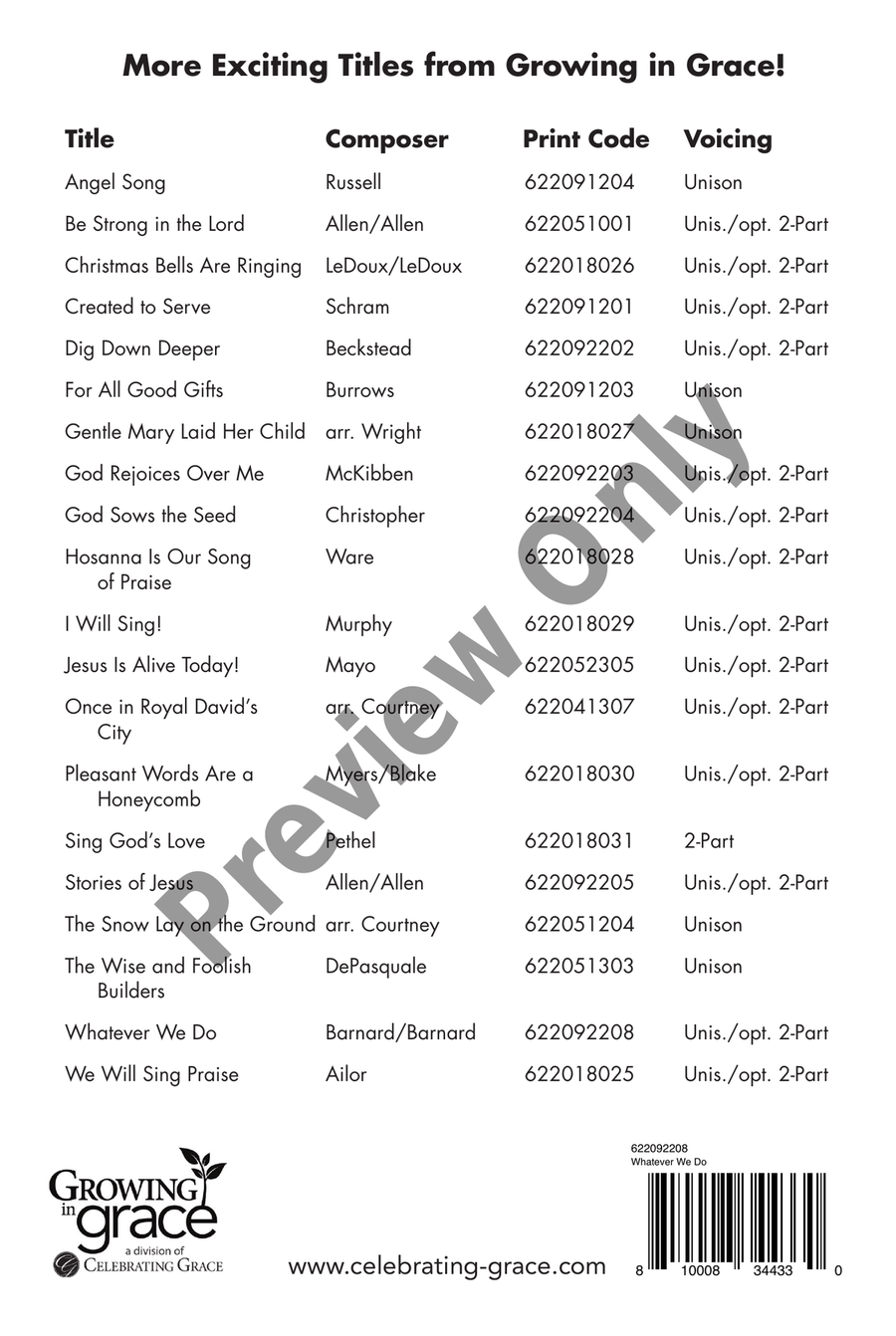 Whatever We Do Unison Choir scores gallery preview page 6