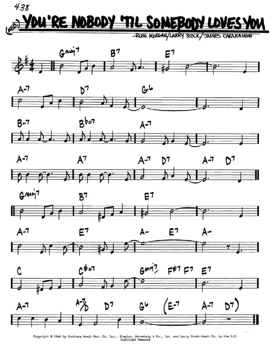 You're Nobody 'Til Somebody Loves You Piano scores gallery preview page 1