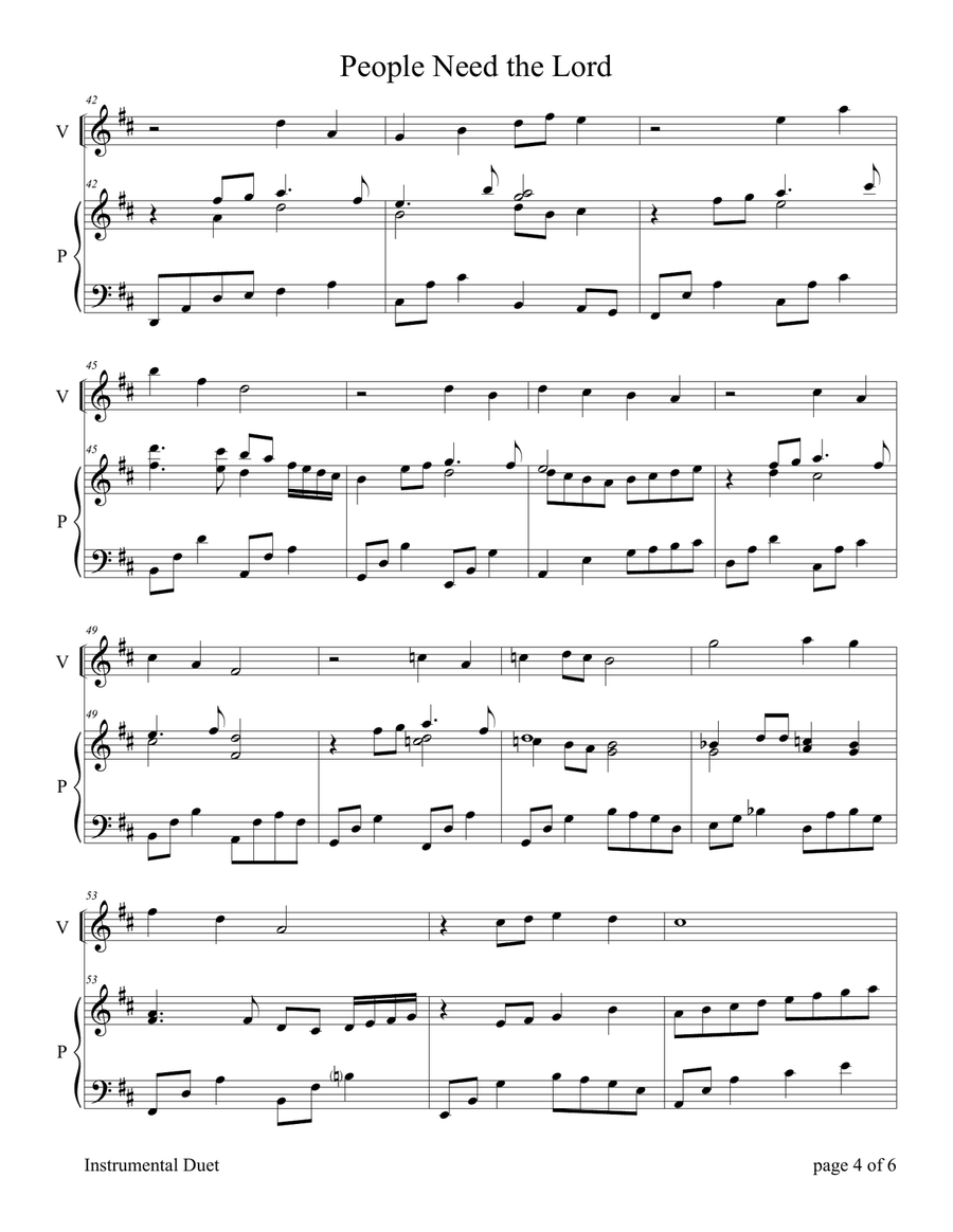 People Need The Lord Violin Solo scores gallery preview page 6