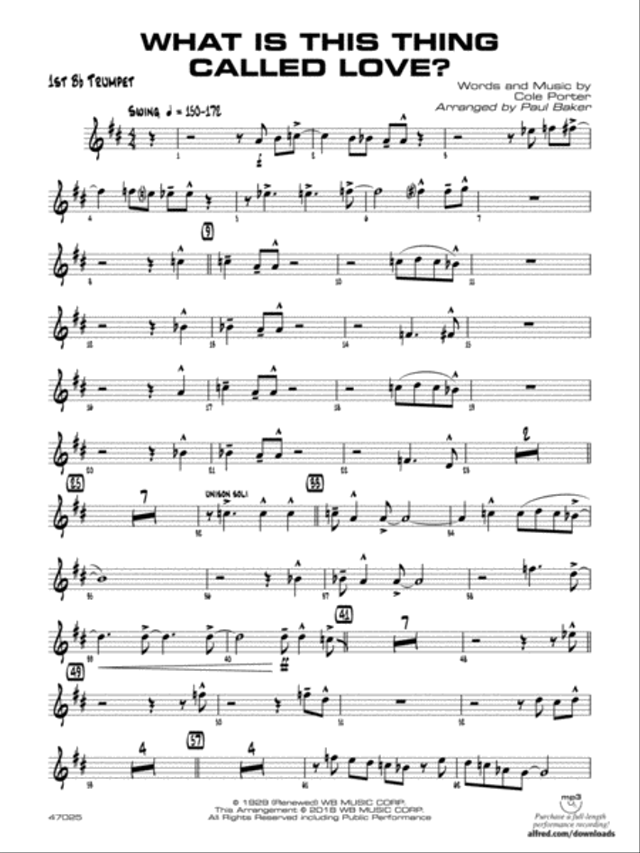 What Is This Thing Called Love?: 1st B-flat Trumpet Jazz Ensemble scores gallery preview page 1