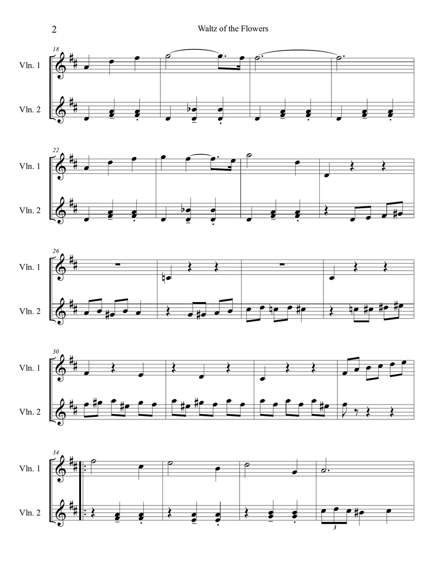 Waltz of the Flowers String Duet scores gallery preview page 3
