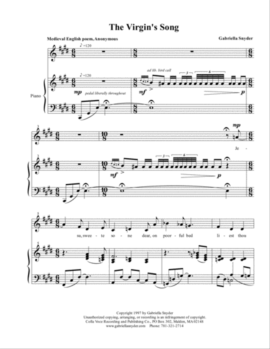 The Virgin's Song Tenor Voice scores gallery preview page 1