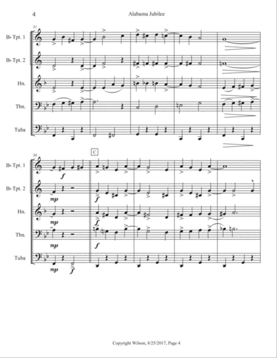 Alabama Jubilee Brass Quintet scores gallery preview page 5