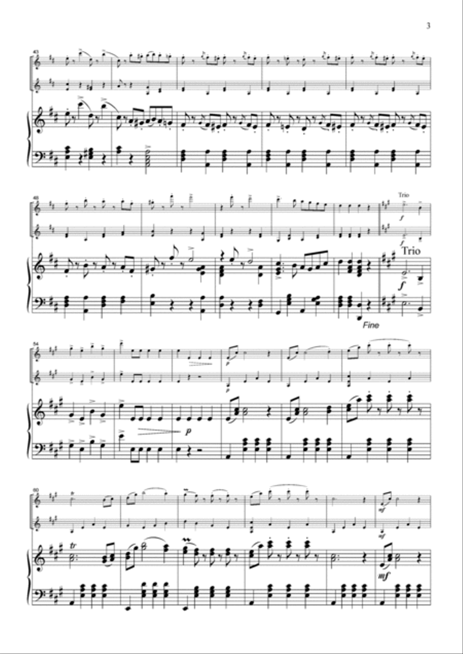 J.Strauss Radetzky March, for 2 Violins & Piano, VN214 Piano Trio scores gallery preview page 3