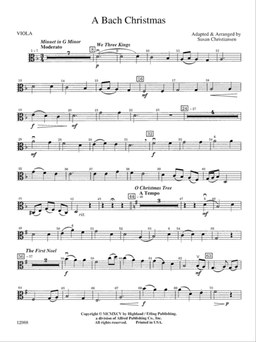 A Bach Christmas: Viola Full Orchestra scores gallery preview page 1