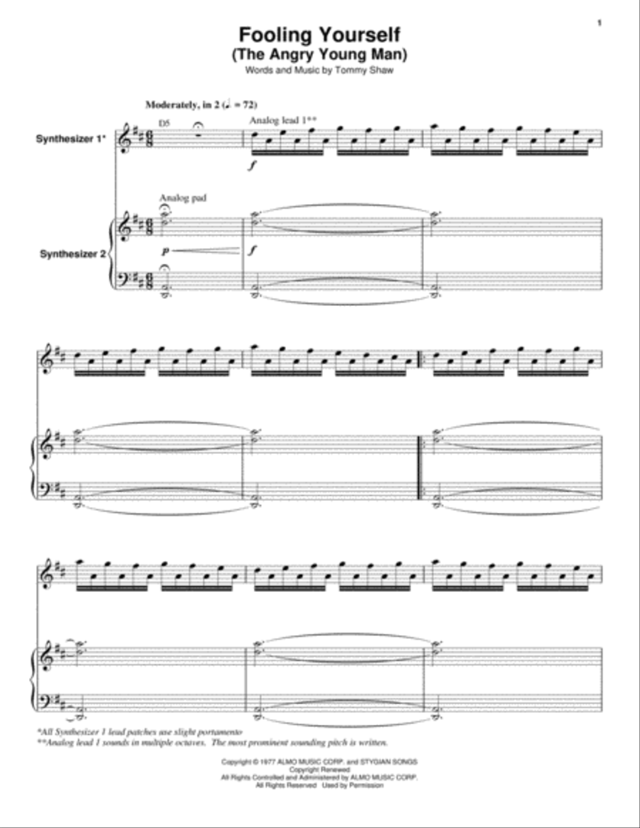 Fooling Yourself (The Angry Young Man) Piano scores gallery preview page 1