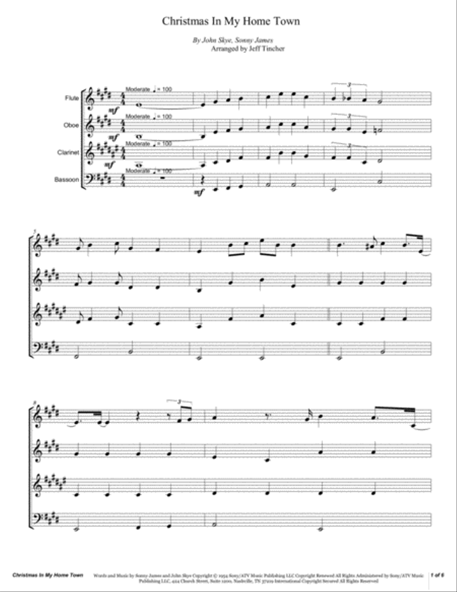 Christmas In My Home Town Woodwind Quartet scores gallery preview page 2