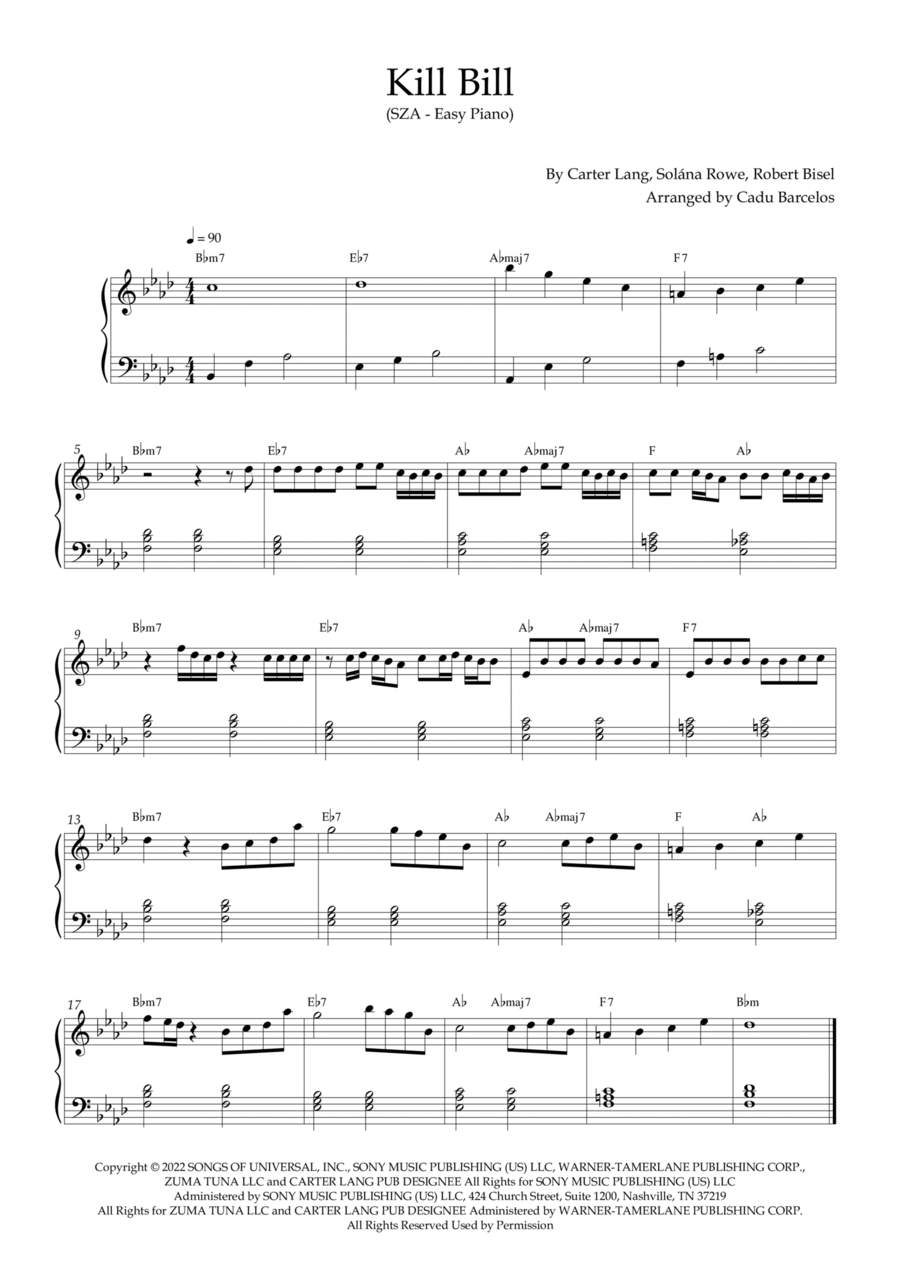 Kill Bill Easy Piano scores gallery preview page 1
