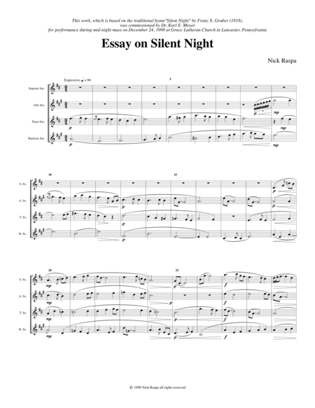 Essay on Silent Night (saxophone quartet) - Score image number null