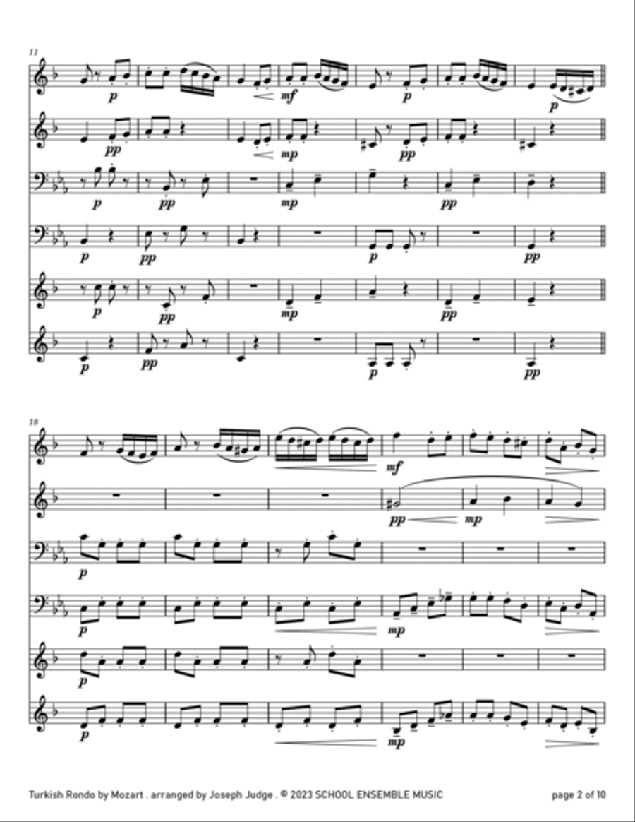 Turkish Rondo by Mozart for Brass Quartet in Schools Brass Quartet scores gallery preview page 2