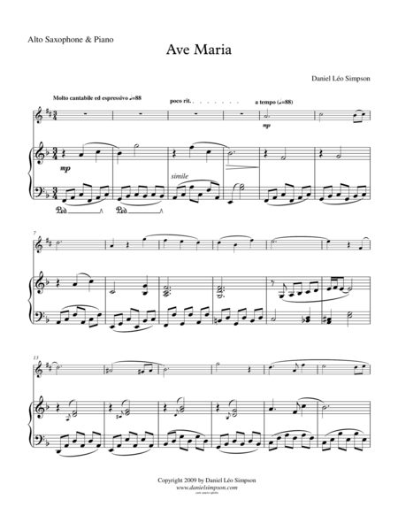 Ave Maria (for Eb Alto Saxophone & Piano) image number null